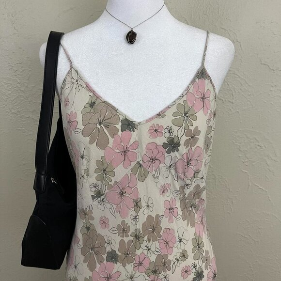 beige and pink floral y2k silk dress - Picture 4 of 8